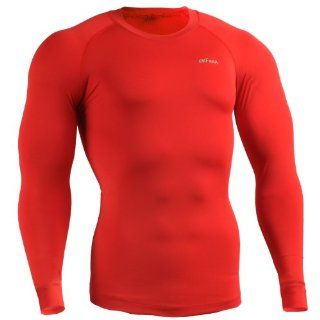 emFraa Men Women Skin Tight Base layer T Shirt Running Top Red Long sleeve S ~ XL Sports & Outdoors