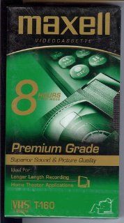 MAXELL VIDEOCASSETTE  T 160 PREMIUM GRADE (8 HOURS IN EP MODE) SUPERIOR SOUND & PICTURE QUALITY: Movies & TV