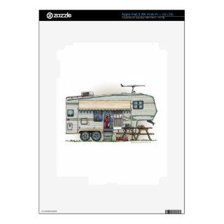Cute RV Vintage Fifth Wheel Camper Travel Trailer Decals For iPad 3