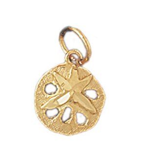 14K Gold Charm Pendant 0.6 Grams Nautical> Sand Dollars162 Necklace: Jewelry