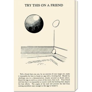 Retromagic 'Try This on a Friend   Bowling Ball vs. Egg' Stretched Canvas Art Canvas