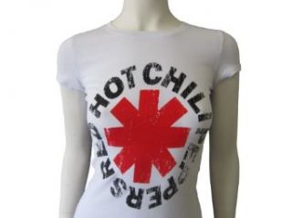 Red Hot Chili Peppers Womens Shirt (X Large)   White: Clothing
