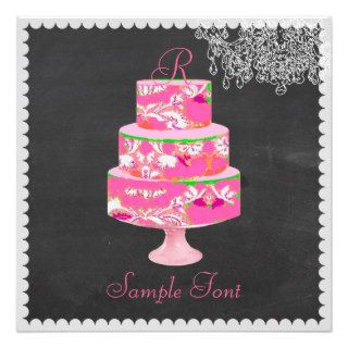 PixDezines monogram alice floral cake Custom Invitations