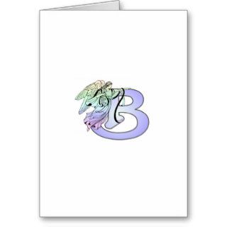 Letter B angel monogram alphabet initial light blu Greeting Card