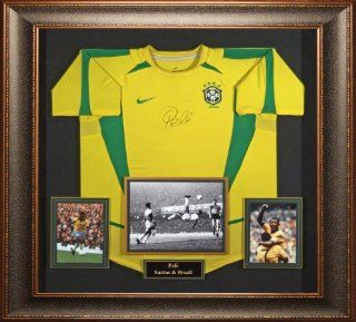 Pele authentically signed Brazil Jersey, matted and framed.: Sports Collectibles