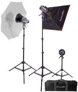 Interfit INT183 EX150Mark2 3 Head Kit with Stands, Umbrella, and Softbox with Lamps and Cables : Photographic Lighting Umbrellas : Camera & Photo