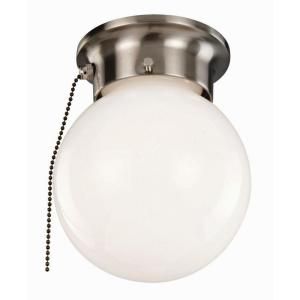 Design House 1 Light Satin Nickel with Opal Glass and Pull Chain Ceiling Light 519272