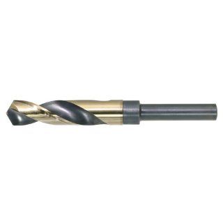 Drillco 1000C Series Cobalt Steel Reduced Shank Drill Bit, Black/Gold Oxide Finish, Round Shank, Spiral Flute, 118 Degree Split Point, 35/64" Size: Industrial & Scientific