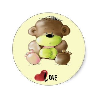Megg A cute teddy bear   sad, Love Round Stickers