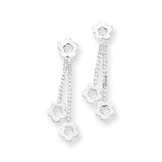 Sterling Silver Flower Post Earring Dangling: Hoop Earrings: Jewelry