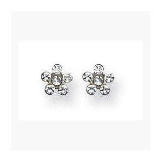 14K White Gold Clear Crystal Flower Earrings Cyber Monday Special: Jewelry