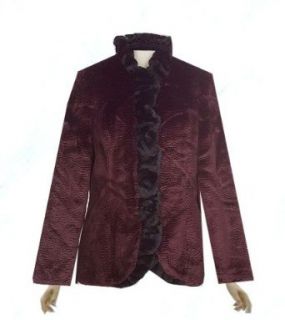 Dennis Basso Faux Persian Tuxedo Jacket with Faux Fur Ruffle Trim Retail $184 Plus Sizes (1x Plus Size (18w 20w)) at  Womens Clothing store: Outerwear