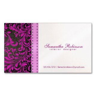 Elegant Purple Damask Interior Design Business Card Templates