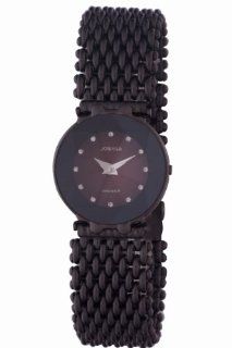 Jowissa Women's J5.191.M Facet Black PVD Coated Stainless Steel Mesh Bracelet Maroon Dial Watch: Watches