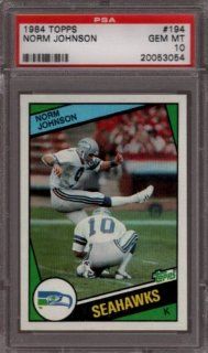 1984 TOPPS #194 NORM JOHNSON SEAHAWKS PSA 10 F1328177: Sports Collectibles