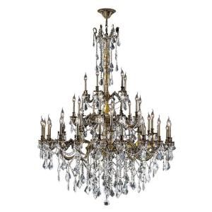 Worldwide Lighting Windsor Collection 45 Light Crystal and Antique Bronze Chandelier W83312B54 CL