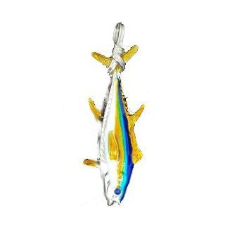 Sterling Silver Enamel Yellow Fin Tuna Pendant: Jewelry