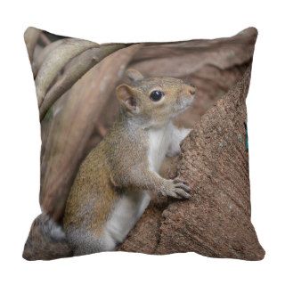 squirrel climbing tree cute animal color throw pillows