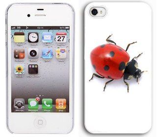 Apple iPhone 4 4S 4G White 4W233 Hard Back Case Cover Color Red Ladybug: Cell Phones & Accessories