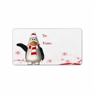 Cartoon Santa Claus Penguin Christmas Gift Tag Custom Address Labels