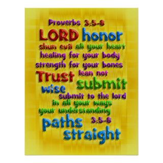 Proverbs 3:5 8 Yellow Foil Print