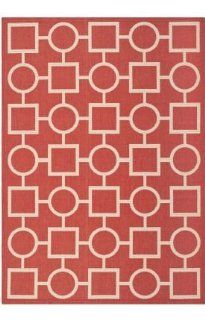 Safavieh CY6925 248 Courtyard Collection Indoor/Outdoor Area Rug, 4 Feet by 5 Feet 7 Inch, Red and Bone  