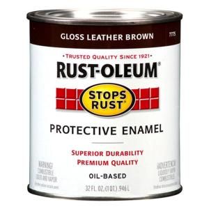 Rust Oleum Stops Rust 1 qt. Gloss Leather Brown Protective Enamel Paint (2 Pack) 7775502