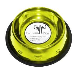 Platinum Pets 1 Cup Stainless Steel Embossed Non Tip Puppy Bowl in Lime EBPUP8CLM