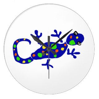 XX Gecko Primitive Art Cartoon Round Clocks