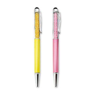 iClover 2 Pcs(Yellow+Pink) Ballpoint And Stylus Pen With Crystal For iPhone 4/4S/5/iPod Touch/iPad Mini/2/3/4/Samsung Galaxy Series/Tablet And All The Capacitive Touch Screen Device: Cell Phones & Accessories