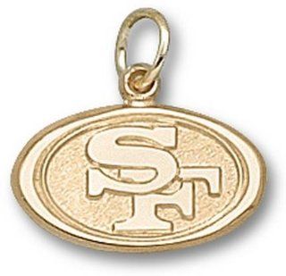 NFL San Francisco 49ers Oval Logo Pendant 3/8 Inch   14K White Gold Jewelry