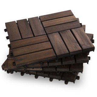 Twelve Slat Deck Tiles   Mahogany   Box of 10  Patio, Lawn & Garden