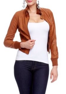 2B Erica Rib Collar Leatherette Jacket 2b Jackets Cognac xl at  Womens Clothing store