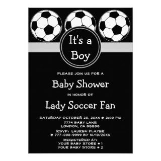 Soccer Ball Sports Its A Boy Or Girl Baby Shower Personalized Announcements