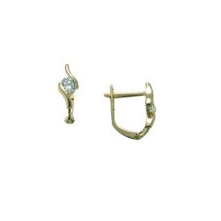 Abstract Flowing CZ 14k Yellow Gold Huggie Earrings: Hoop Earrings: Jewelry