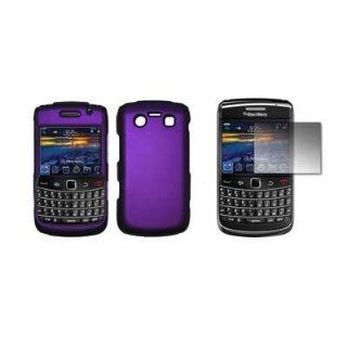 Purple Rubberized Snap On Cover Hard Case Cell Phone Protector and Crystal Clear LCD Screen Protector for Blackberry Bold 9700 Cell Phones & Accessories