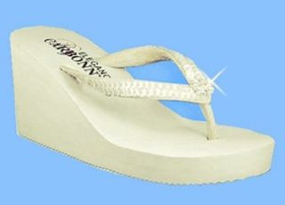 Ivory Size 11   Breeze Bridal Flip Flop Wedding Sandal with Sequins and Rhinestones: Shoes