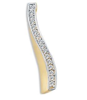 CZ Slide Bezel Dangle Pendant 14k Yellow Gold Charm Cubic Zirconia: Jewel Tie: Jewelry