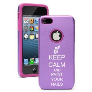 Apple iPhone 5 5S Purple 5D1401 Aluminum & Silicone Case Cover Keep Calm and Paint Your Nails: Cell Phones & Accessories