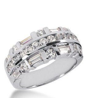18k Gold Diamond Anniversary Wedding Ring 21 Round Brilliant, 8 Straight Baguette Diamonds 1.95 ctw. 298WR134418K: Wedding Bands Wholesale: Jewelry