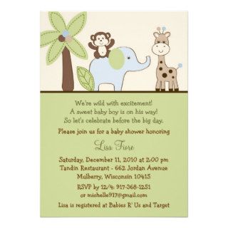 Baby Safari Jungle Animal Baby Shower Invitations