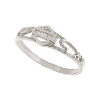 Harley Davidson� Stamper� Women's 10K White Gold Diamond Ring (.04 cttw), Sculpted Hearts. WR7383D: Stamper�: Jewelry