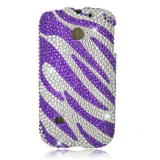 Eagle Cell PDHWM865S326 RingBling Brilliant Diamond Case for Huawei M865/Ascend 2/Prism   Retail Packaging   Purple Zebra: Cell Phones & Accessories