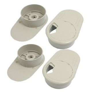 4 Pcs 60mm Gray Computer Desk Table Counter Top Cable Cord Plastic Grommets : Wire And Cable Organizers : Office Products