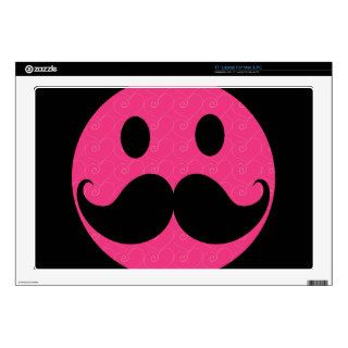 Pink Smiley Face Mustache Moustache Stache Decal For Laptop