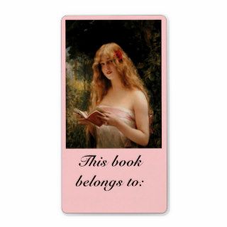 Victorian Lady Reading Book Shipping Label