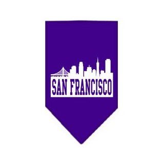 San Francisco Skyline Screen Print Bandana Purple Large : Pet Bandanas : Pet Supplies