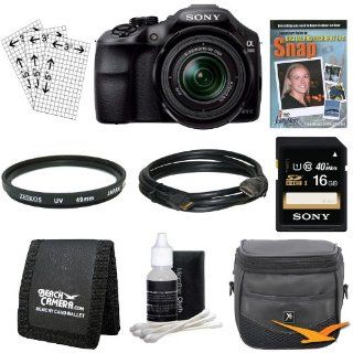 Sony a3000 alpha a3000 ILCE 3000K/B, ILCE3000, Interchangeable Lens Digital 20.1MP Camera Bundle with 16GB High Speed Card, SLR Guide DVD, UV filter, Padded Case, Mini HDMI Cable + More : Point And Shoot Digital Camera Bundles : Camera & Photo