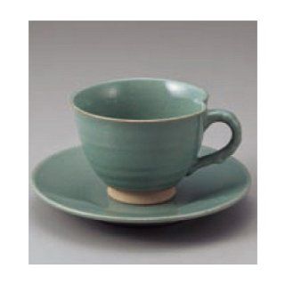 drinkware cup with saucer kbu777 11 352 [cup x 3.47 x 2.56 inch : 190 cc   x saucer x 5.67 x 0.91 inch] Japanese tabletop kitchen dish Celadon porcelain bowl plate dish bowl coffee craze [ bowl 8.8 x 6.5cm ? 190 cc   dish 14.4 x 2.3cm] cafe cafe Tableware 