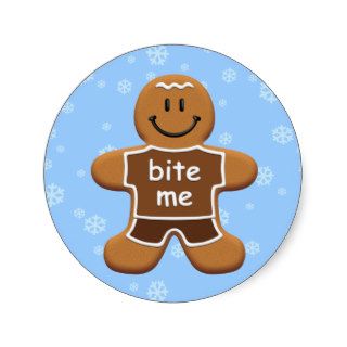 Bite Me Gingerbread Man Round Sticker